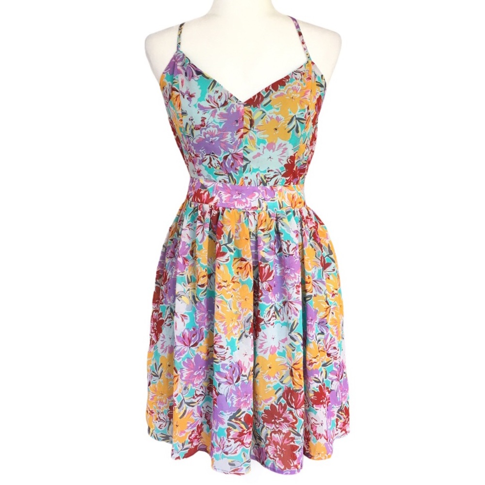 LOVPOSH Chiffon Backless Floral Flowy Dress